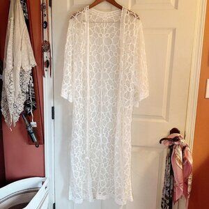 White/offwhite lacey kimono - o/s